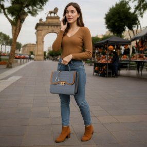 Bolsa Crossbody Elegante Mujer con Asa y Textura Croco | 26x23x13 cm