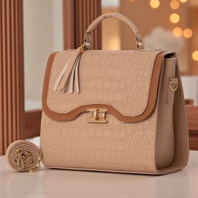 Bolsa Crossbody Elegante Mujer con Asa y Textura Croco | 26x23x13 cm