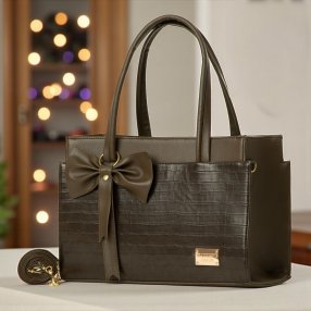 Bolsa Mujer Modelo Mónica con Lazo Decorativo y Cierre | 31x21x13 cm