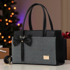 Bolsa Mujer Modelo Mónica con Lazo Decorativo y Cierre | 31x21x13 cm