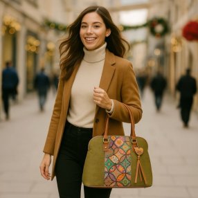 Bolsa Florencia con 3 compartimentos y asa desmontable – Negro o Verd