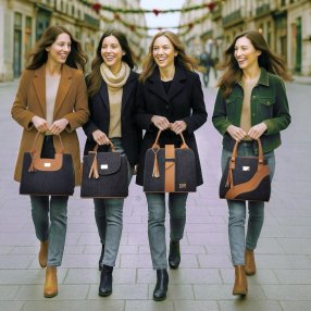 Bolsa Marian de mezclilla con cierre y asa desmontable – Diseño moder