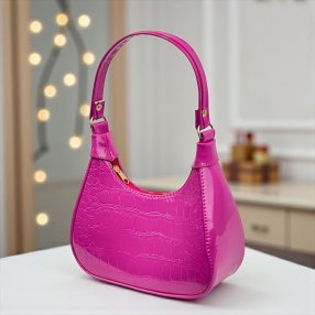 Crossbody Sofy croco con cierre y asa desmontable – Fiusha, Verde o N