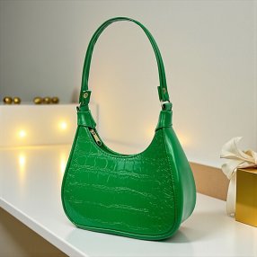 Crossbody Sofy croco con cierre y asa desmontable – Fiusha, Verde