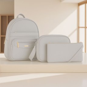 Combo mochila casual 3 piezas Kamel Reina Gris