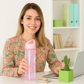 Cilindro Deportivo Rosa 900 ml – Boquilla Plegable y Asa con Aro de Si