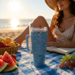 Termo Diamante Brillo Infinito 1200 ml Azul