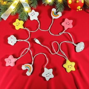 GUIRNALDA SERIE ARCOIRIS Y NUBE LED USB 2 METROS