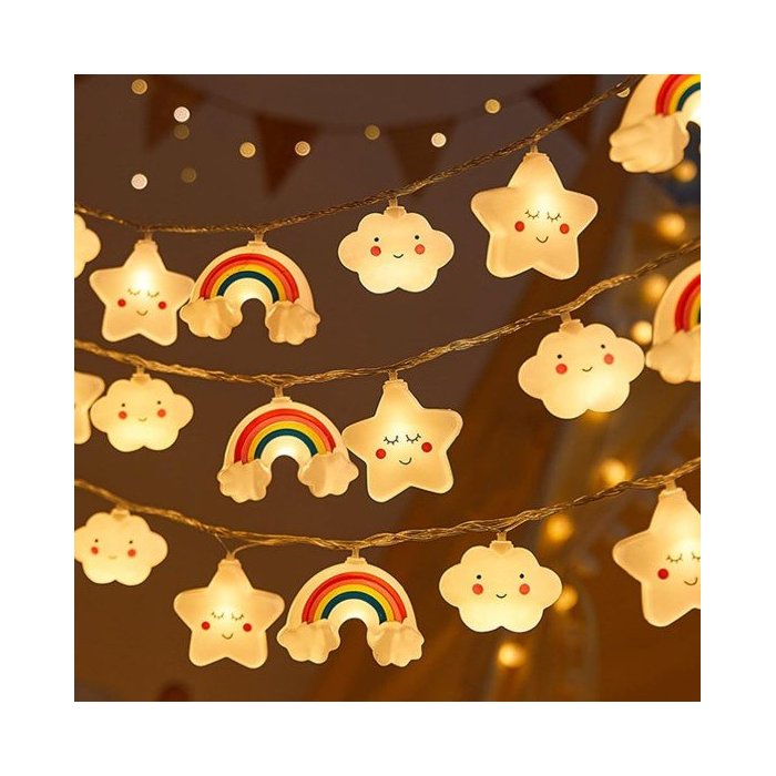 GUIRNALDA SERIE ARCOIRIS Y NUBE LED USB 2 METROS