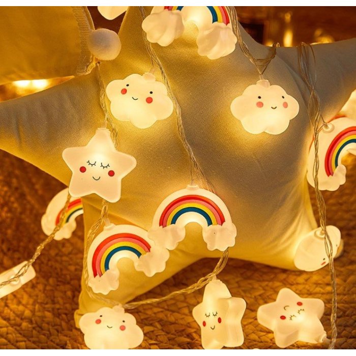 GUIRNALDA SERIE ARCOIRIS Y NUBE LED USB 2 METROS