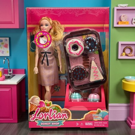 Muñeca LorLian Donut Shop 🍩 con accesorios de repostería y postres. C