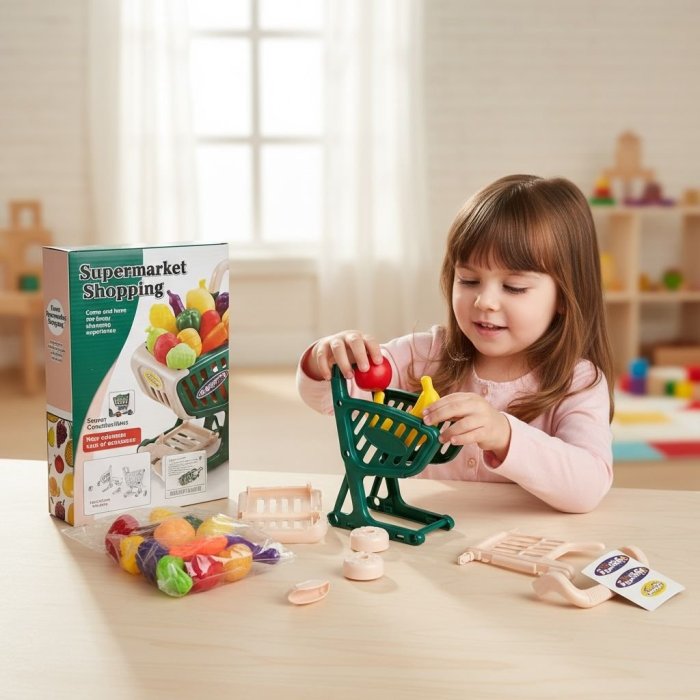 Carrito de Súper con Frutas y Verduras – 24 piezas