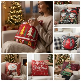 Pqte. 10 Fundas Para Cojín Premium- Diseños Navideños Surtidos