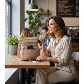 Bolsa crossbody Kamel Reina vertical con 3 cierres – Ligera, práctica