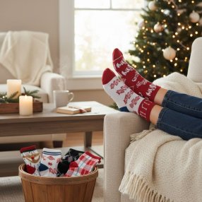 Caja con 5 Pares de Calcetines Navideños Juveniles – Diseños Surtidos