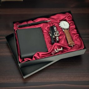 Set Plus Caballero Con Mancuernillas, Pluma, Pulsera, Billetera Varía Color diseño