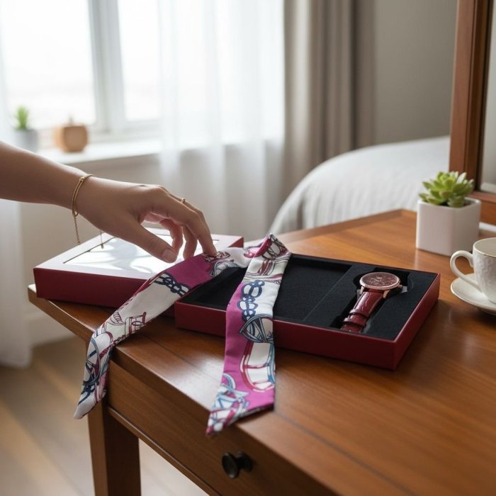 Set de Regalo para Dama con Reloj y Mascada | Detalle Elegante | Prese