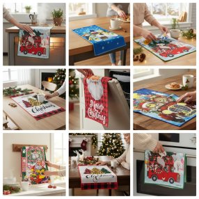 MEDIA DOCENA TOALLAS NAVIDEÑAS 40X60 CM (6 PZAS ESTAMPADOS AL AZAR)