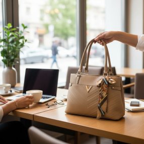 Bolsa Tote con Mascada para Mujer | Amplia, Elegante, Material Sintéti