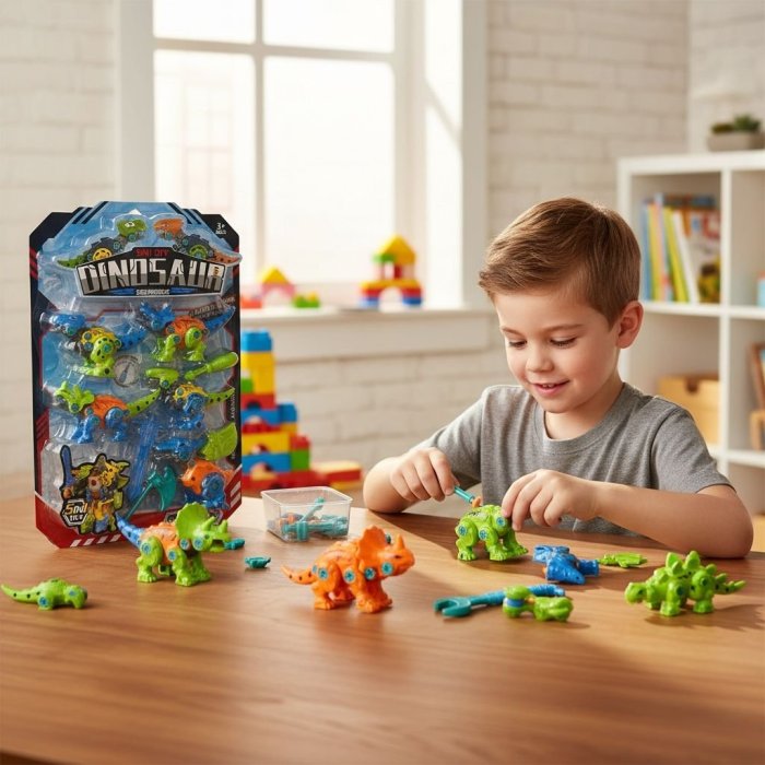 Dinosaurio Armable 5 en 1 DIY | Set de Dinosaurios de Construcción par