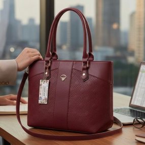 Bolsa Tote Elegante de Mujer 31 cm con Pompón y Textura Grabada