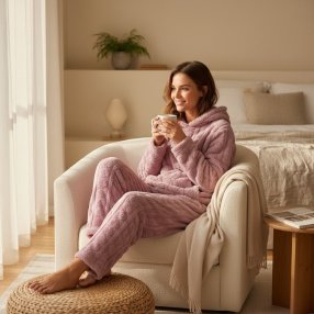 Set Pijama Relieve Corazón Nude