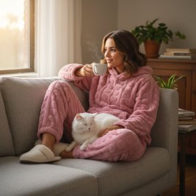 Set Pijama Relieve Corazón Rosa