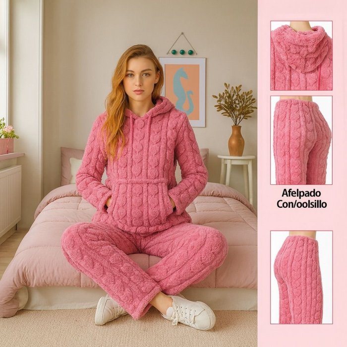 Set Pijama Relieve Corazón  Gris