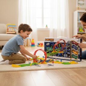 Pista 360 Con 4 Carros De Colores Ejection