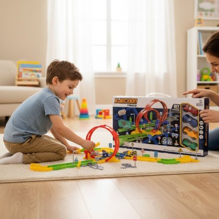 Pista 360 Con 4 Carros De Colores Ejection