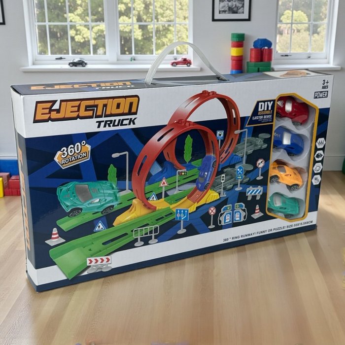 Pista 360 Con 4 Carros De Colores Ejection