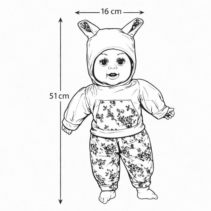 Muñeca Bebé con Mameluco Tipo Romper 51 cm | Muñeca Grande para Niña