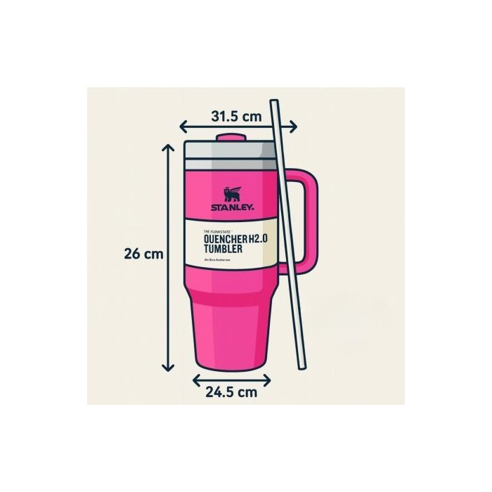 Vaso térmico  Quencher H2.0 con popote y asa 💧. Acero inoxidab