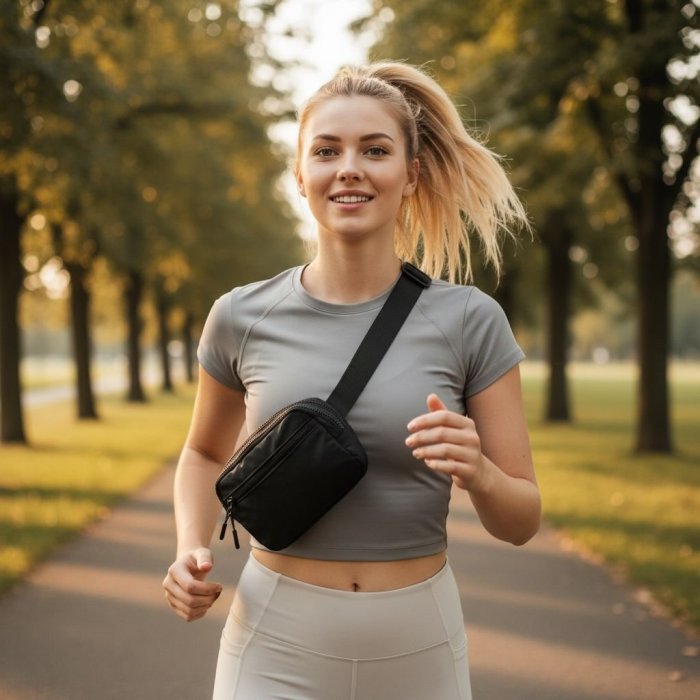 Riñonera Deportiva 3 Cierres Negro