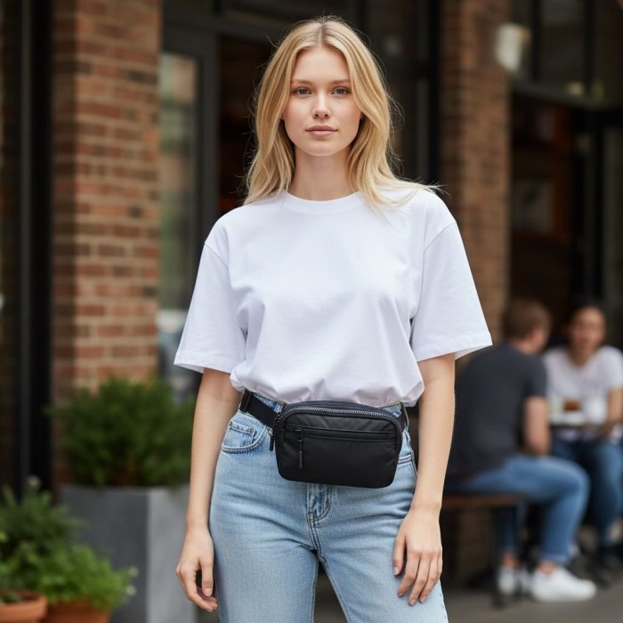 Riñonera Deportiva 3 Cierres Negro