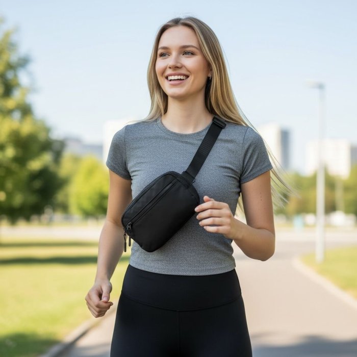 Riñonera Deportiva 3 Cierres Negro