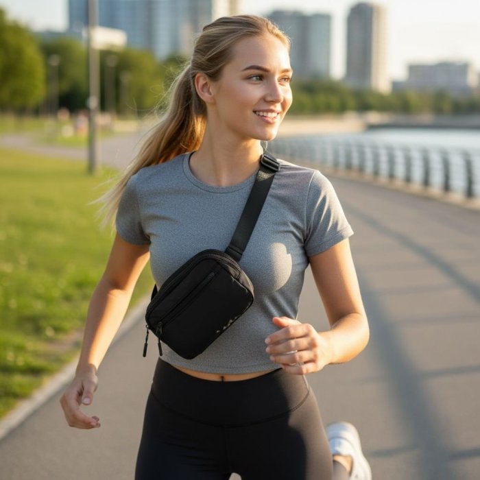Riñonera Deportiva 3 Cierres Negro