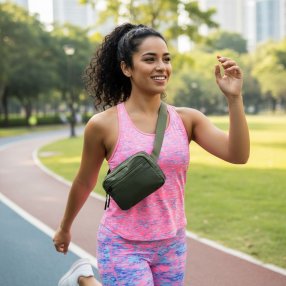 Riñonera Deportiva 3 Cierres Verde Olivo