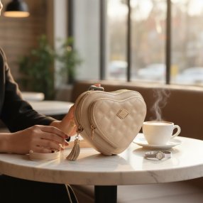 Crossbody Corazón 3 Cierres Grenobil Milk Tea Color