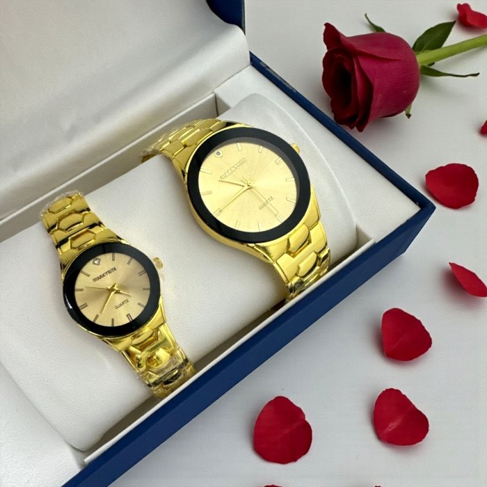 Dúo Relojes El y Ella - Extensible Dorado - Incluye Estuche (color variado)