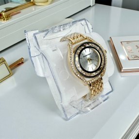 Reloj Dama Elegante Dorado con Cristales (puede variar color de caratula)
