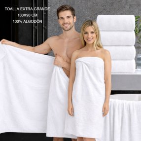 TOALLA LIGERA EXTRA GRANDE 180X90 CM BLANCA