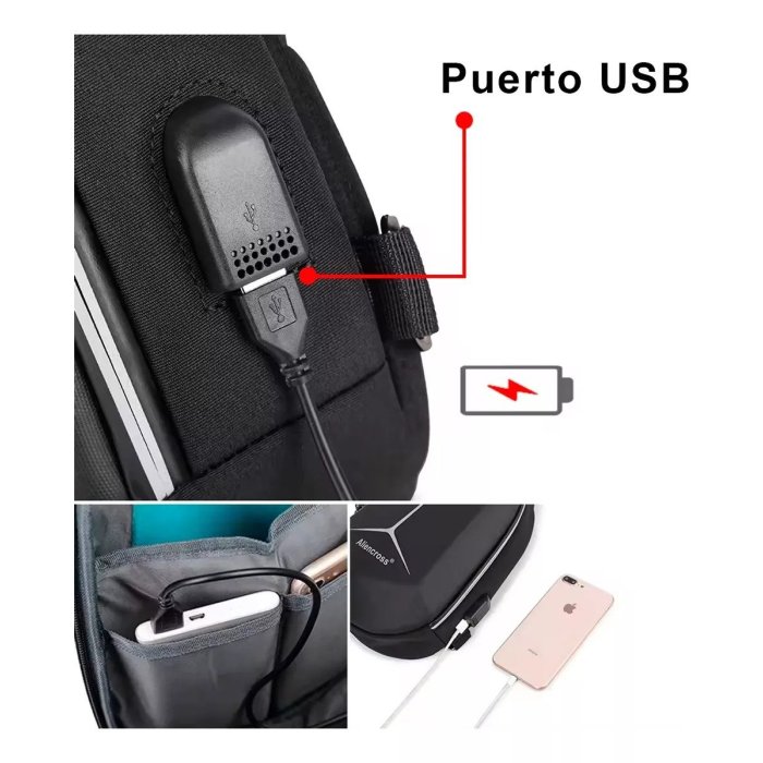 Pechera Premium Rígida Antirobo con Candado Y Entrada Para Usb Marino