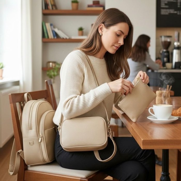 Combo Mochila V 3 Pzas KR Crema