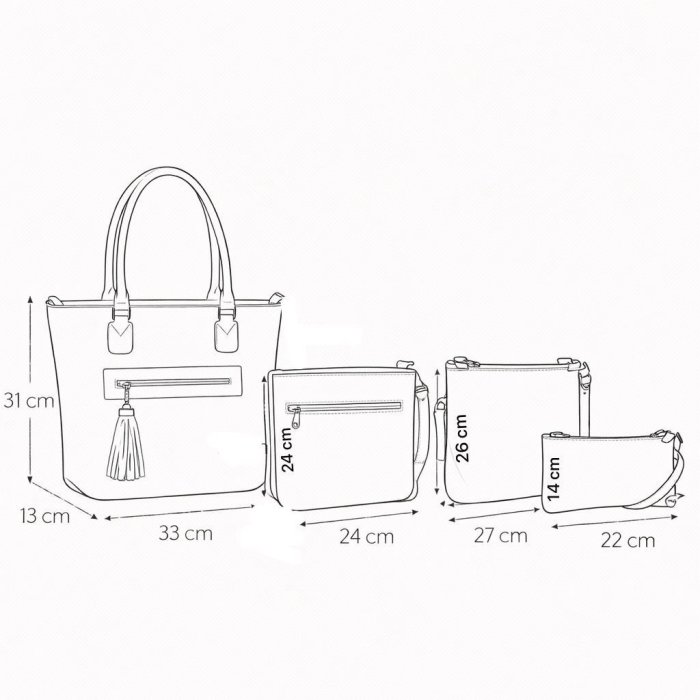 Combo Bolsa 4 Pzas KR Blanco (Varia a tono Gris)