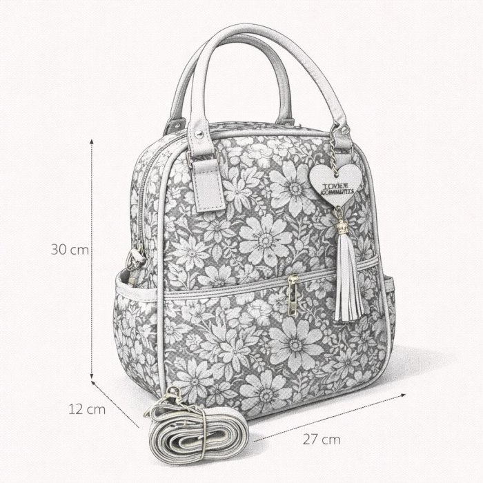 Bolsa Mochila  Camila Flores  Azul Lila