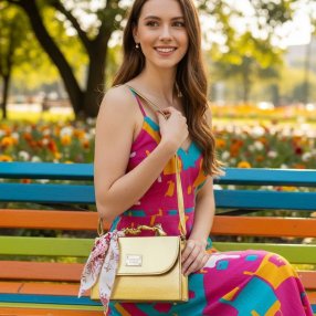 Bolso oro con asa para mujer ideal para eventos y salidas