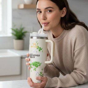 Termo Floral con popote – hidratación diaria