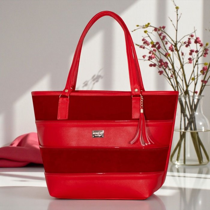 Bolsa roja tote amplia  – uso diario y oficina