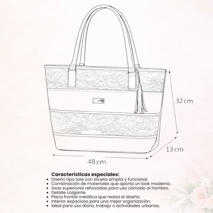 Bolsa negro tote amplia – uso diario y oficina